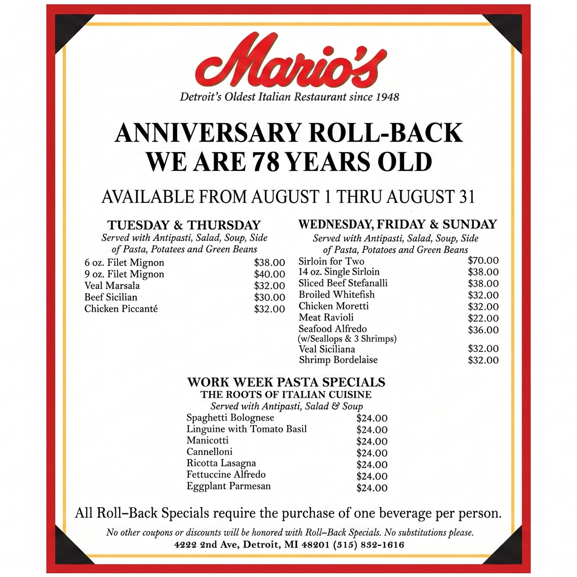 78 Years of Anniversary Rollback